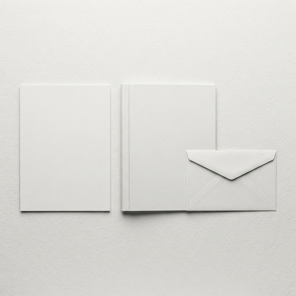Corporate stationery set arranged neatly on a surface