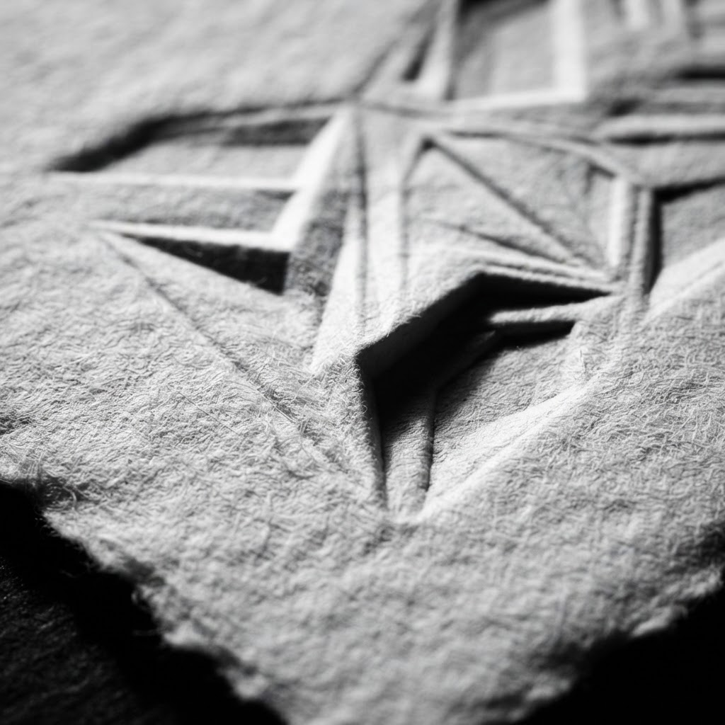 Extreme close-up of premium printed material showing paper texture and ink detail